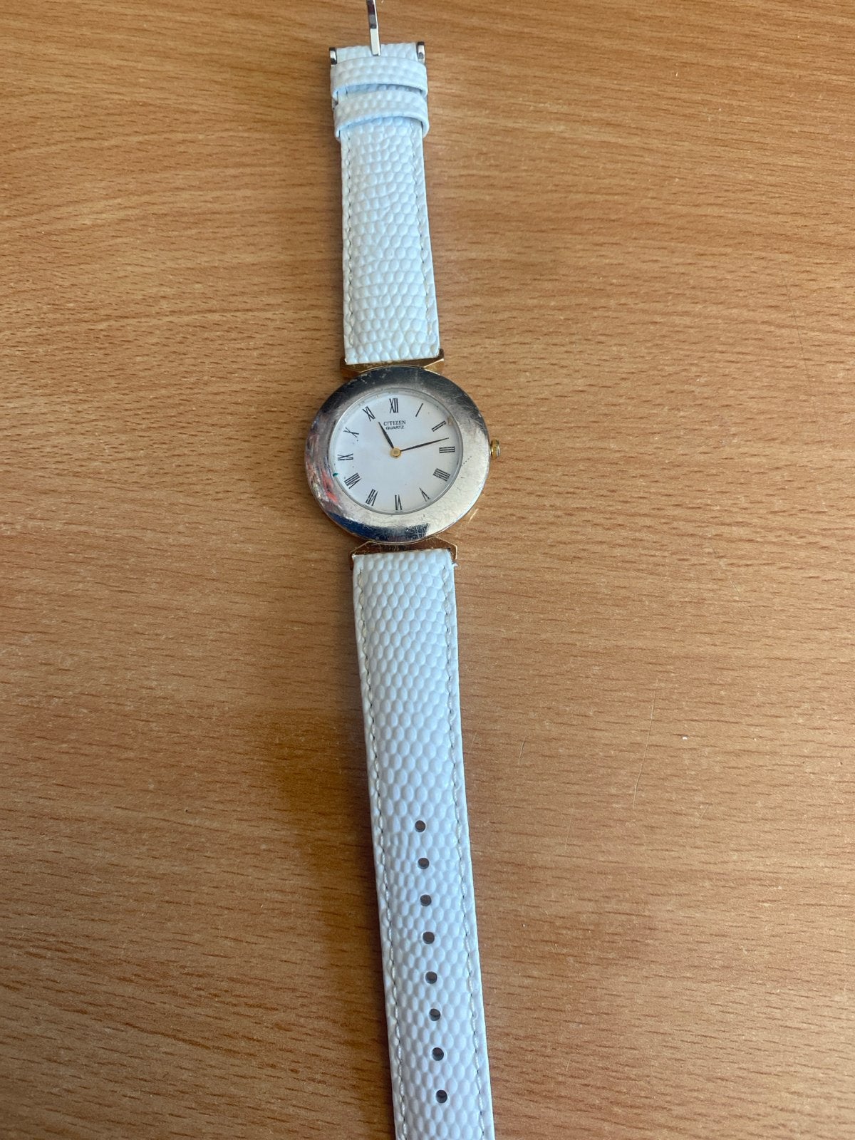 Citizen Quartz Polshorloge met Wit Leren Bandje, Overige materialen, Polshorloge, Ophalen, Overige merken