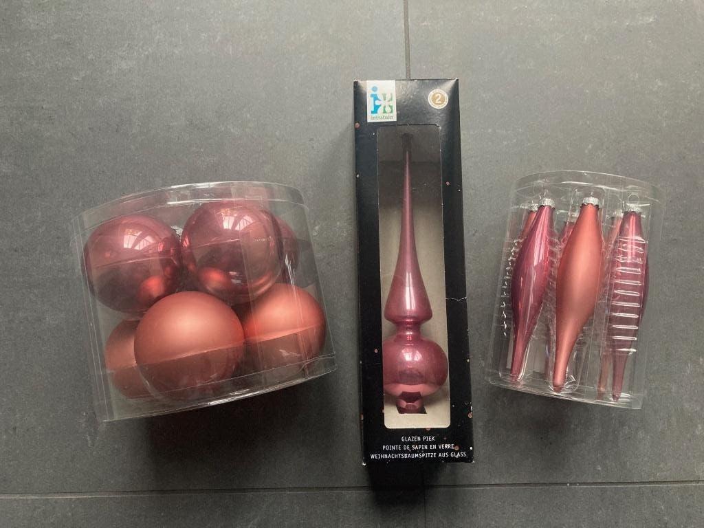 Kerstballen + piek roze Nieuw Intratuin, Diversen, Kerst, Ophalen, Nieuw
