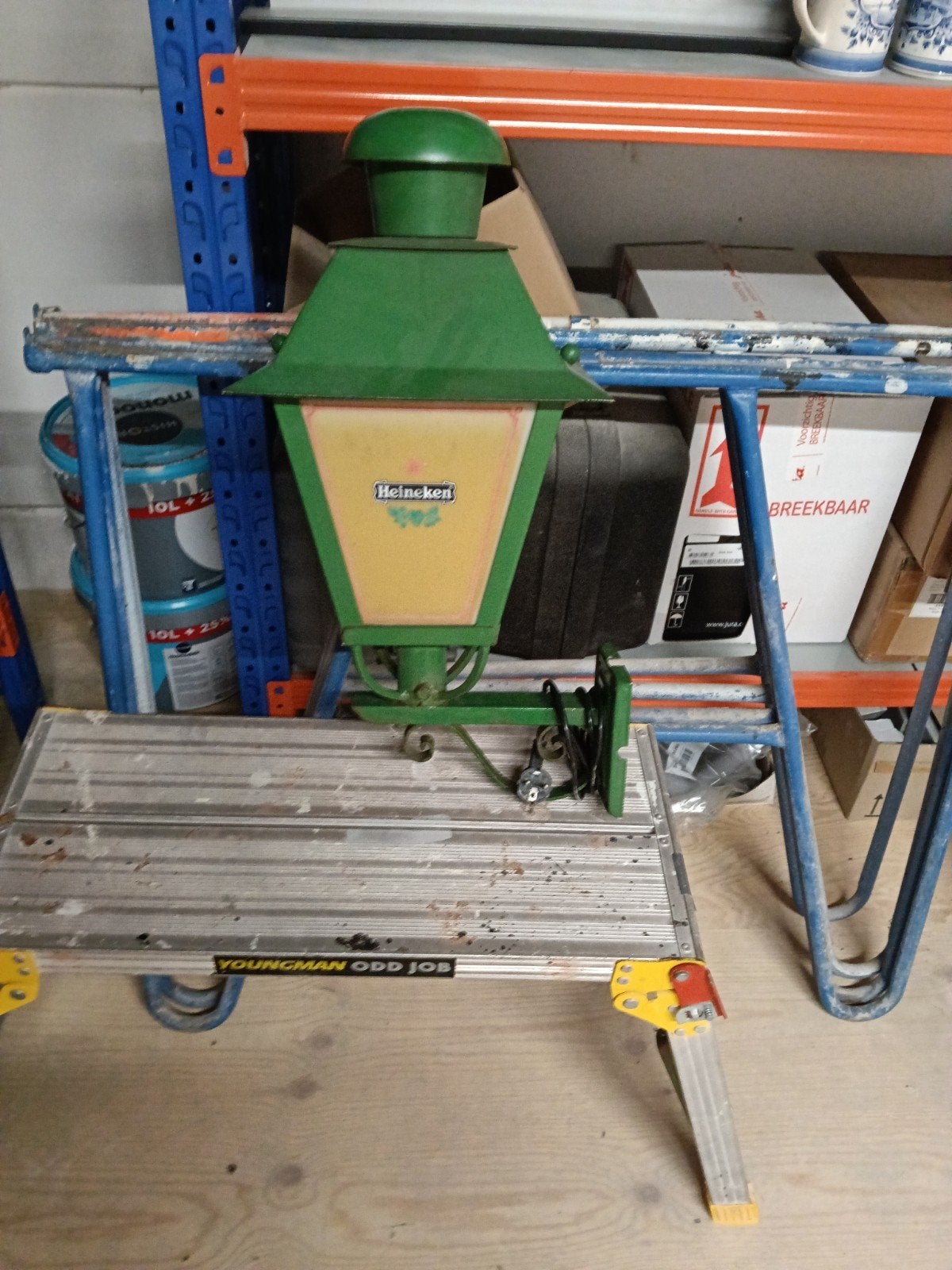 Vintage Heineken gevel lamp, Ophalen, Gebruikt, Reclamebord, Plaat of Schild, Heineken