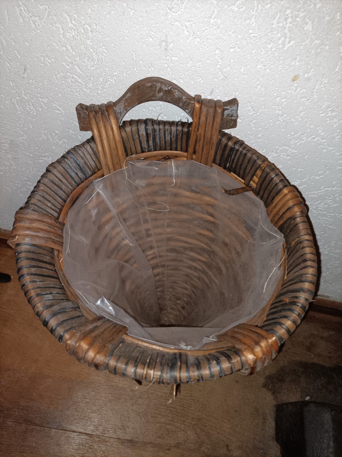 Mooie degelijke rotan/ rieten punt mand brocante, Ophalen of Verzenden