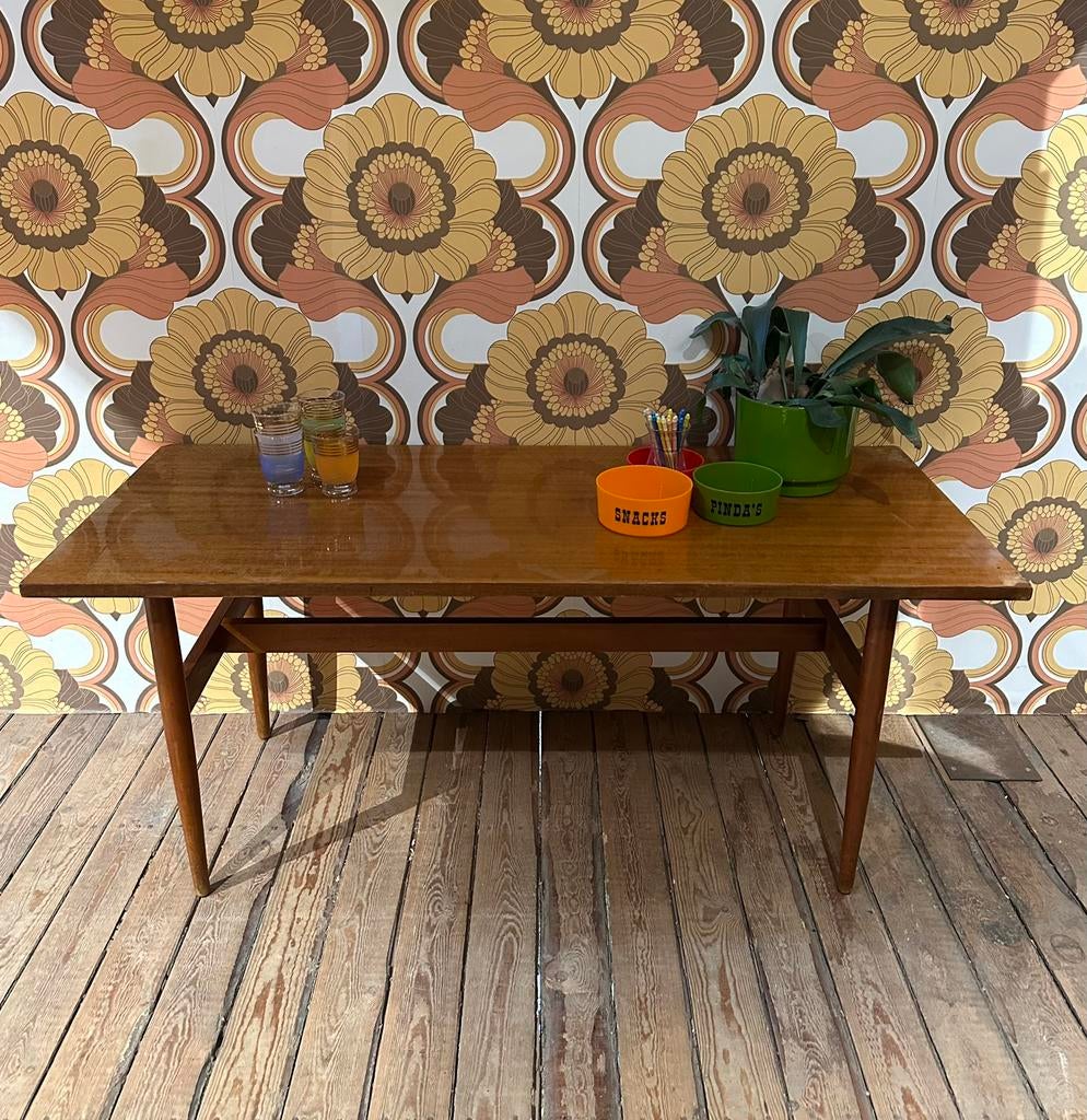 Vintage salontafel - hout - jaren 70 - curiosa, Ophalen, 50 tot 100 cm, Zo goed als nieuw, Minder dan 50 cm