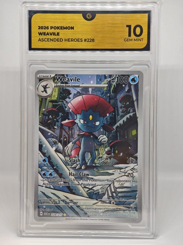 Weavile 228/217 Ascended Heroes – Gem Mint 10 – Graded kaart, Ophalen of Verzenden, Nieuw, Losse kaart