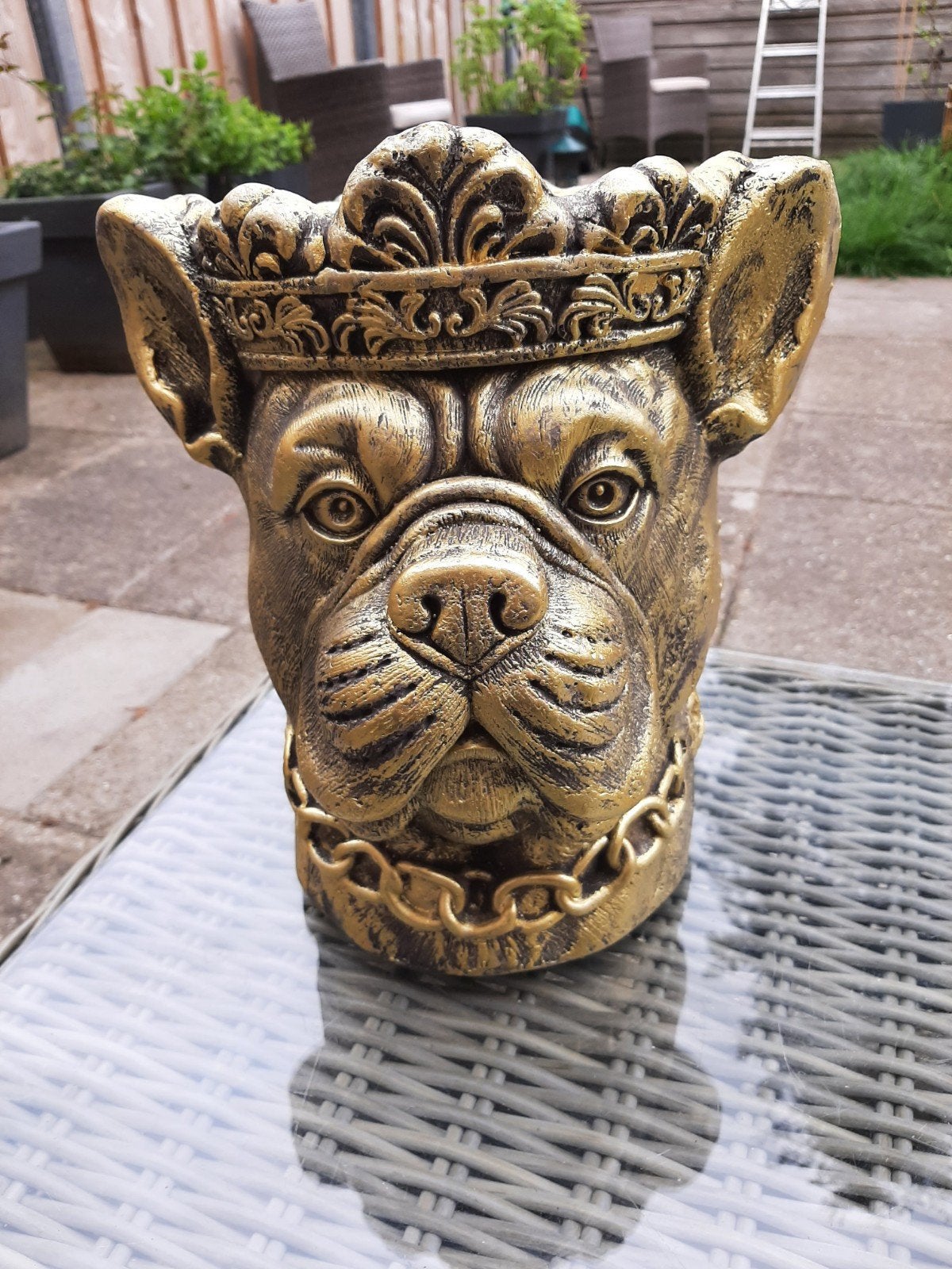 Stoere BULLDOG Goudkleurig Bloempot, Ophalen of Verzenden