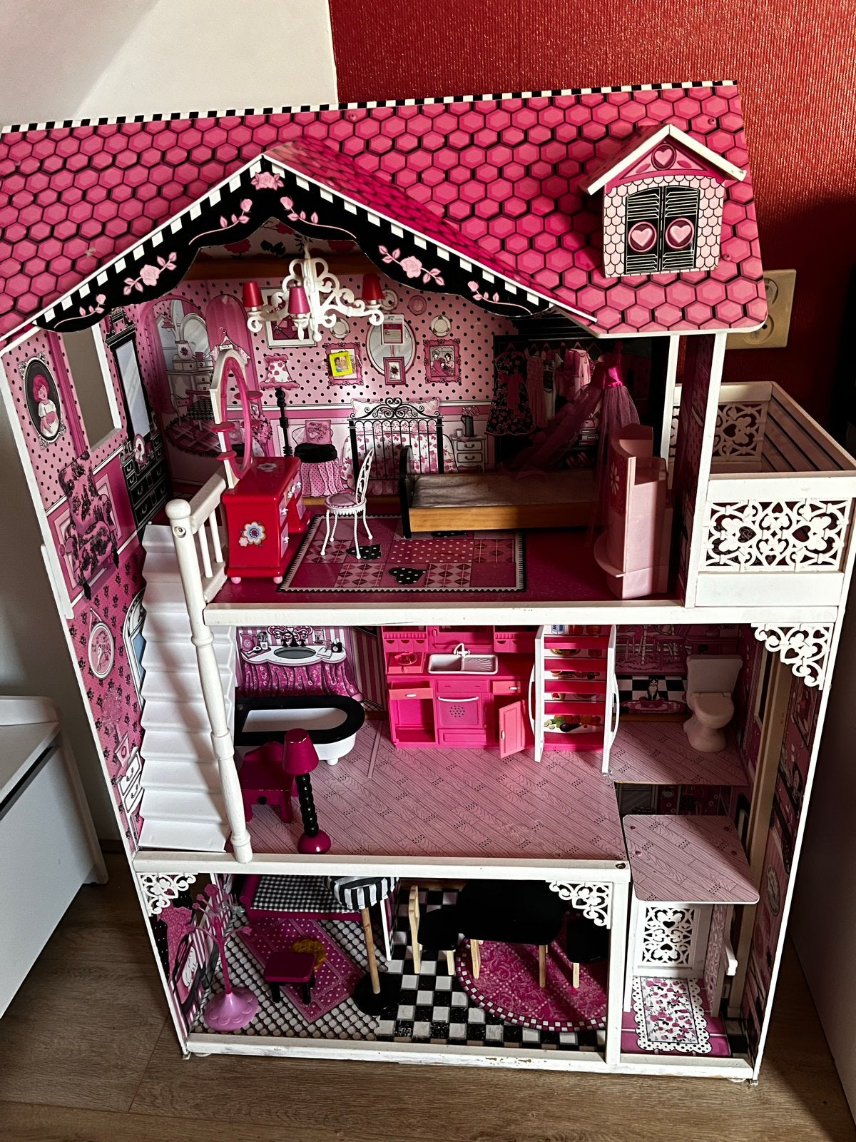 Kidkraft Roze Poppenhuis met Meubels - Zo goed als nieuw, Ophalen, Gebruikt, Poppenhuis