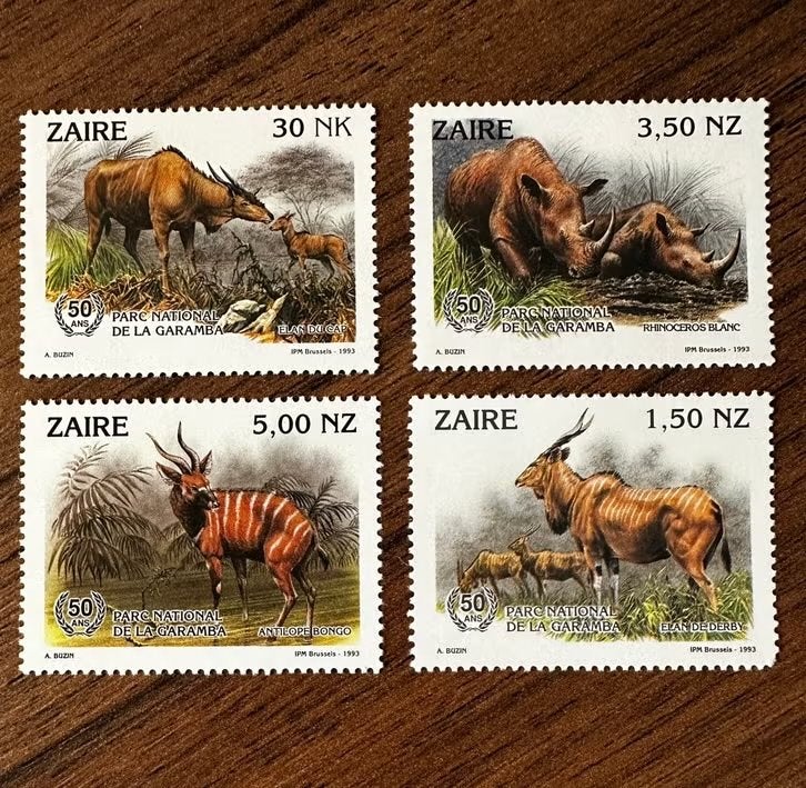 Congo Zaïre 1993 Dieren Postfris - Garamba Nationaal Park, Ophalen of Verzenden, Overige landen, Postfris