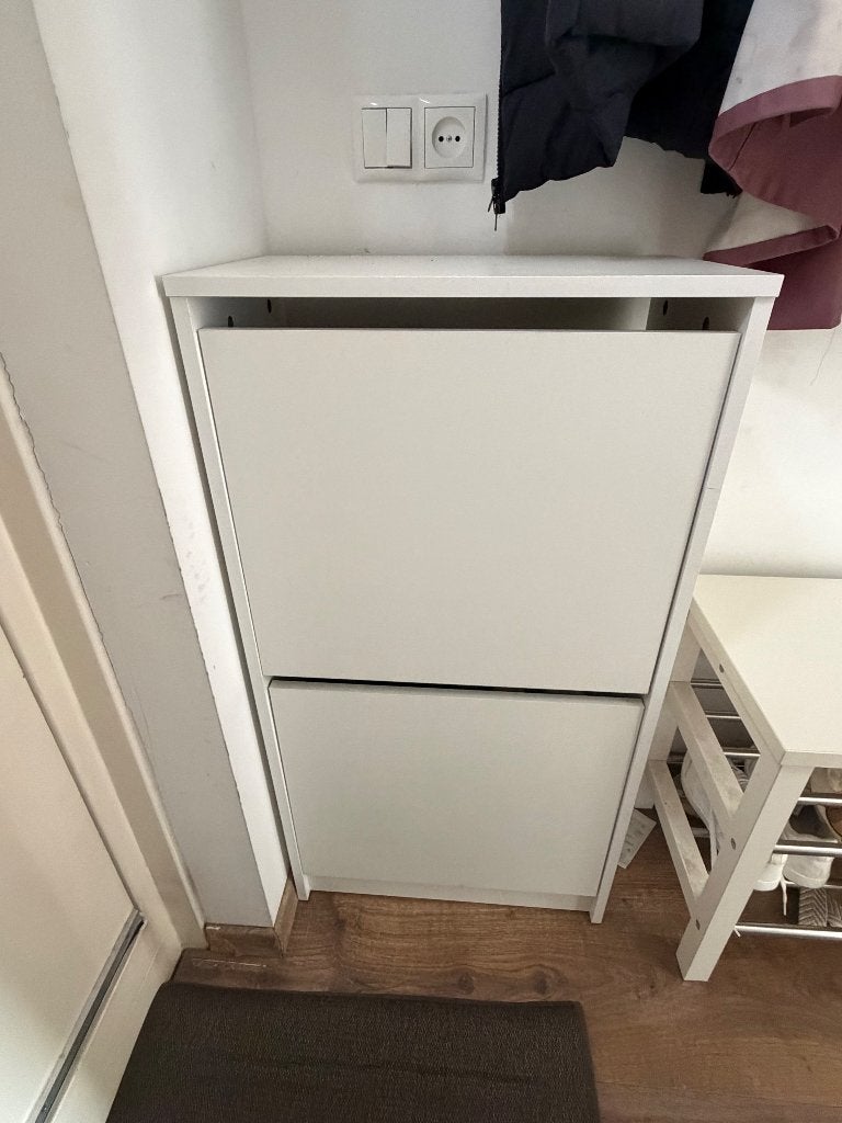 IKEA BISSA schoenenkast wit – 2 vakken, Ophalen, Gebruikt