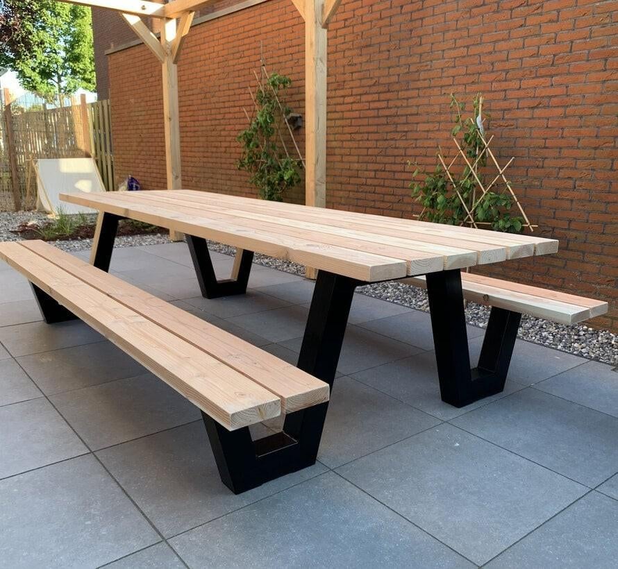Stalen onderstel A-vorm voor picknickbank zwart gepoedercoat, Ophalen, Zo goed als nieuw, Staal