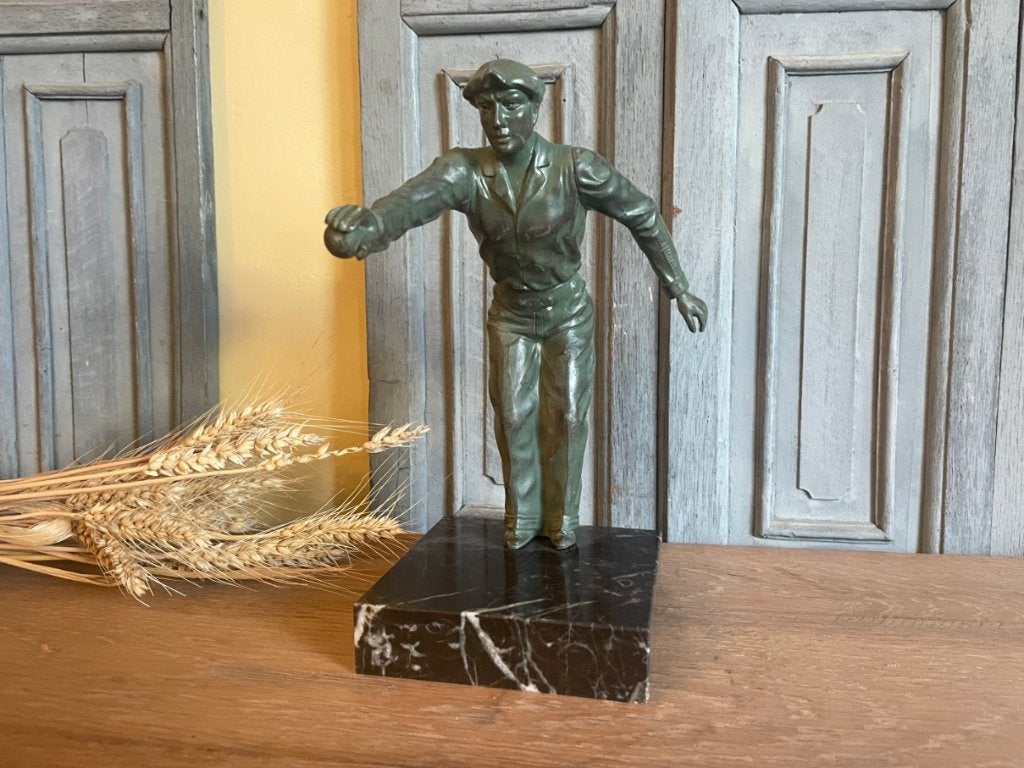 Fraai Beeldje Jeu des Boules Petanque Speler 1930 art deco, Ophalen of Verzenden