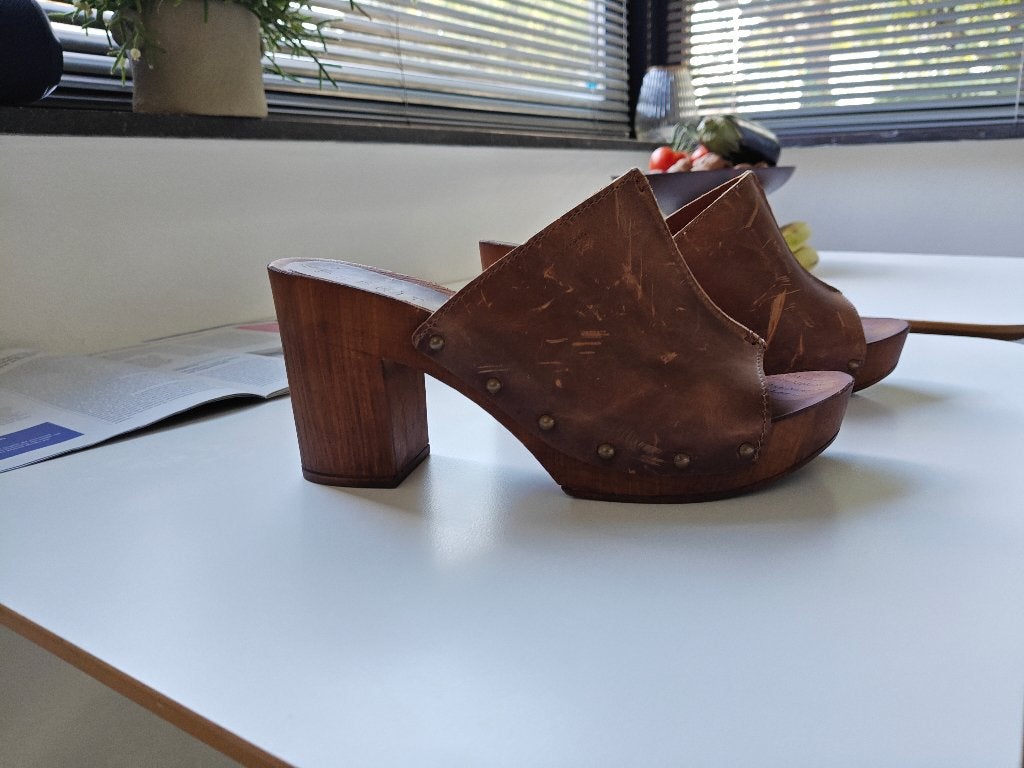 ESPRIT Klompen maat 41, Kleding | Dames, Bruin, Zo goed als nieuw, Esprit, Sandalen of Muiltjes