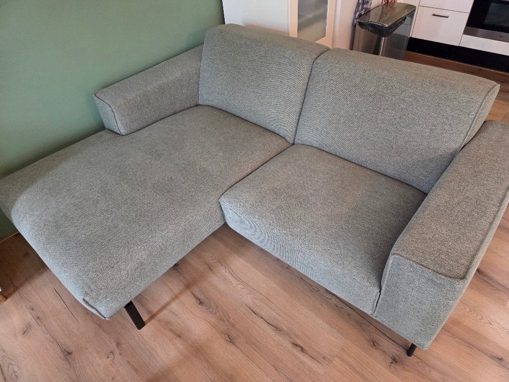 Trendy groene hoekbank, Huis en Inrichting, Ophalen, Gebruikt, Tweepersoons, 200 tot 250 cm