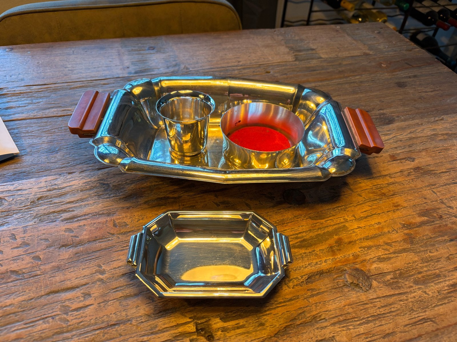 Vintage Verzilverd Dienblad met Bakjes, Ophalen of Verzenden