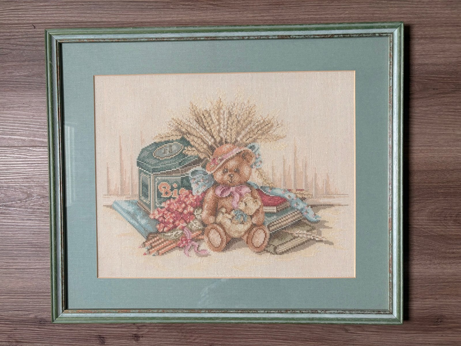Geborduurd handwerk met teddybeer en geboorte thema, Nieuw, Ophalen of Verzenden, Schilderij, 5 – 50