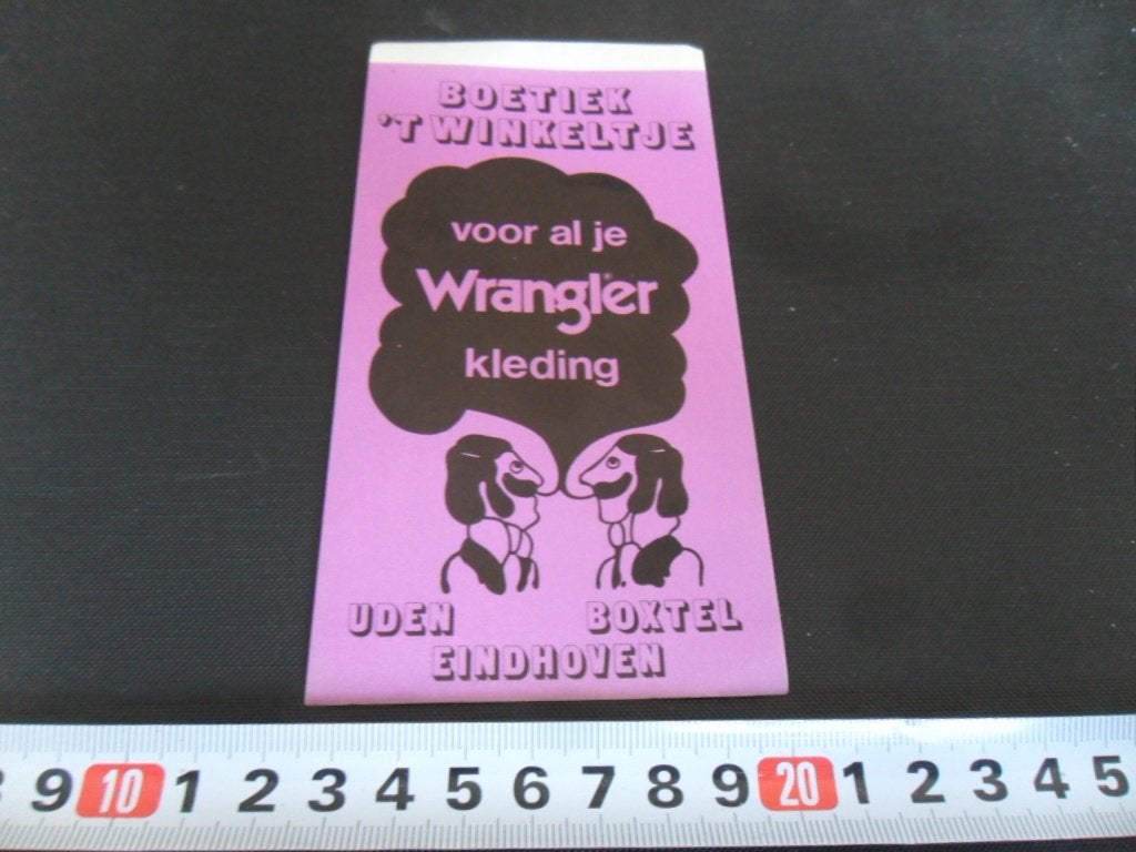 sticker uden boxtel ehv boetiek 't winkeltje jeans wrangler, Ophalen, Zo goed als nieuw