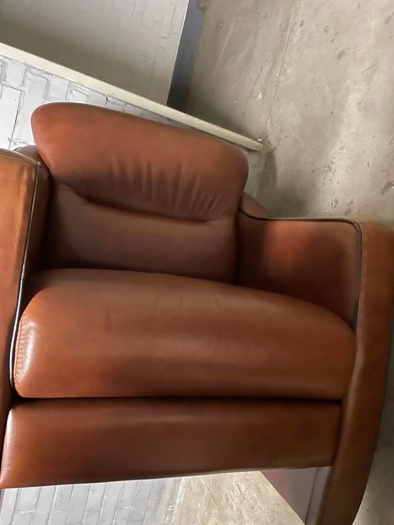 Stevige Leren Fauteuil in Goede Staat, Ophalen, Zo goed als nieuw, 75 tot 100 cm, Leer