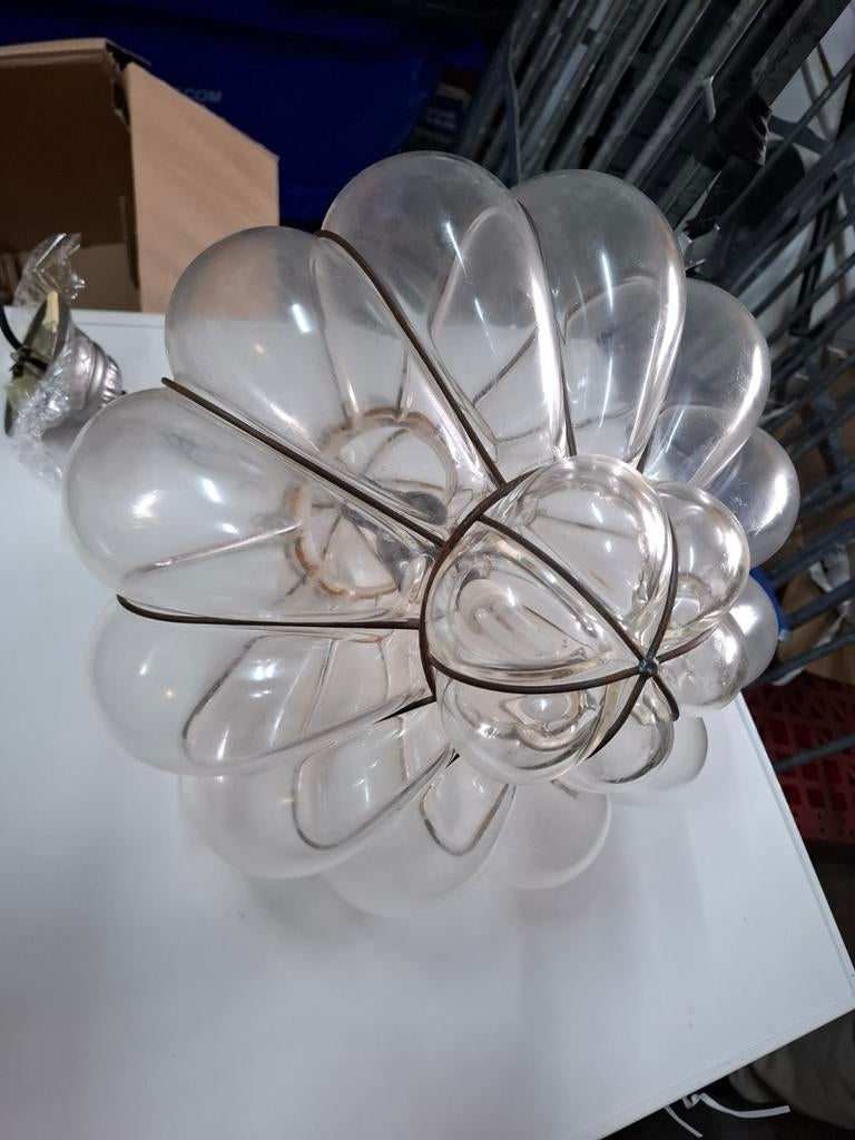 Unieke glazen hanglamp - Bloem design, Huis en Inrichting, Lampen | Hanglampen, Gebruikt, 50 tot 75 cm, Onbekend, Ophalen of Verzenden
