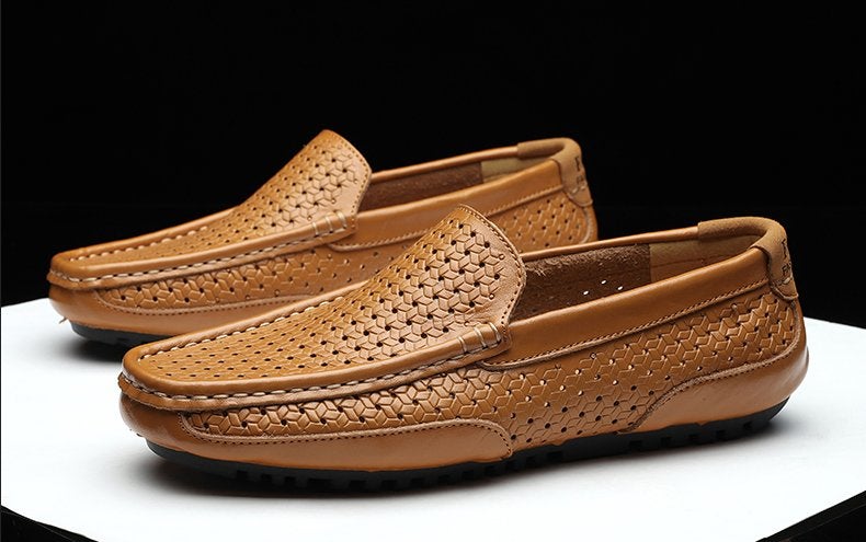 Beige ademende heren loafers leren instappers mannen nette, Verzenden, Nieuw, Overige kleuren, Loafers