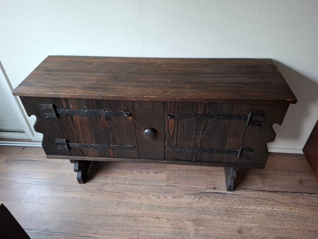 Massief houten dressoir, Ophalen, Gebruikt, Met deur(en), 150 tot 200 cm