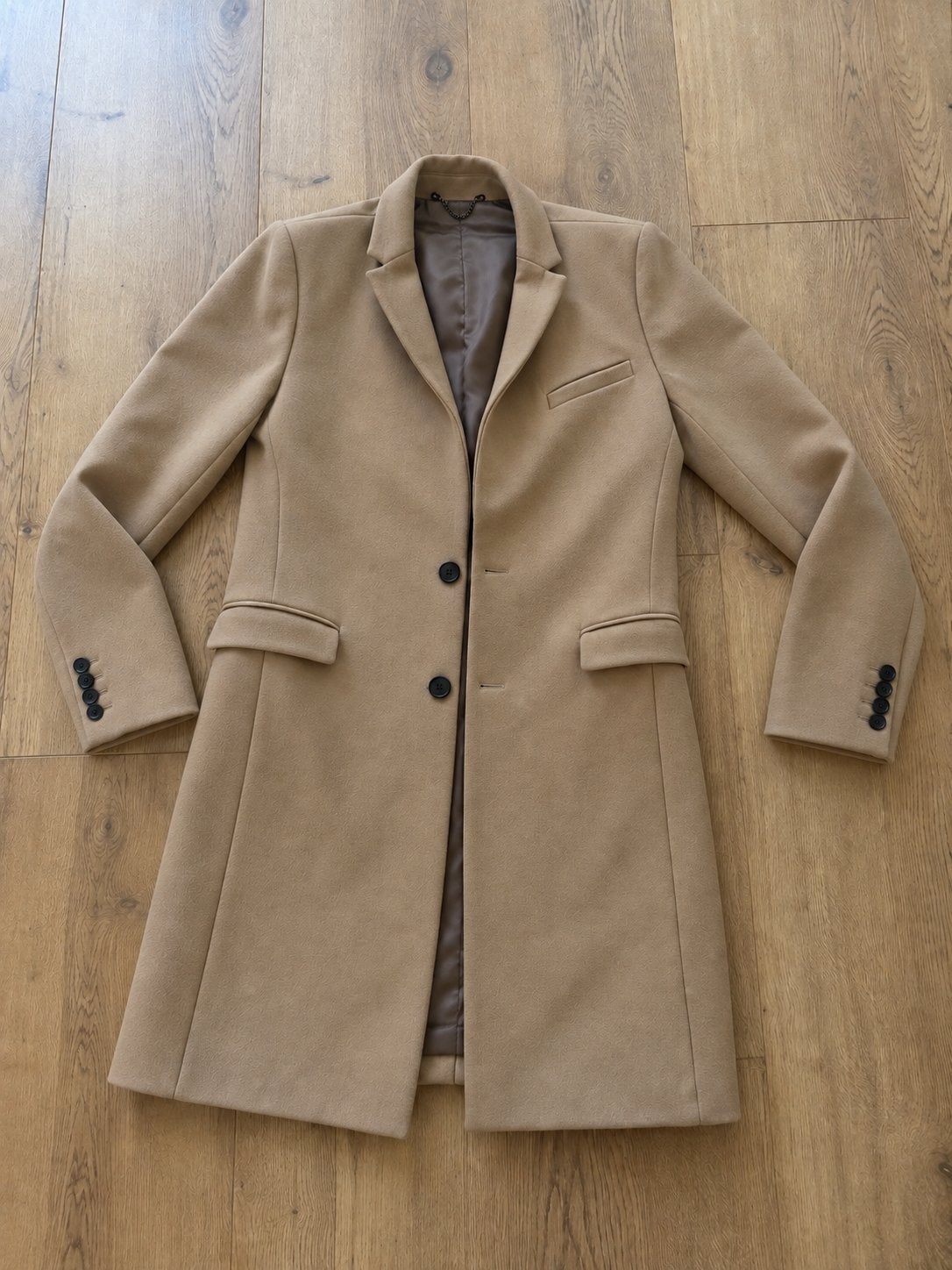 Sandro wollen camel mantel - maat M, Ophalen of Verzenden, Zo goed als nieuw, Maat 48/50 (M), Bruin