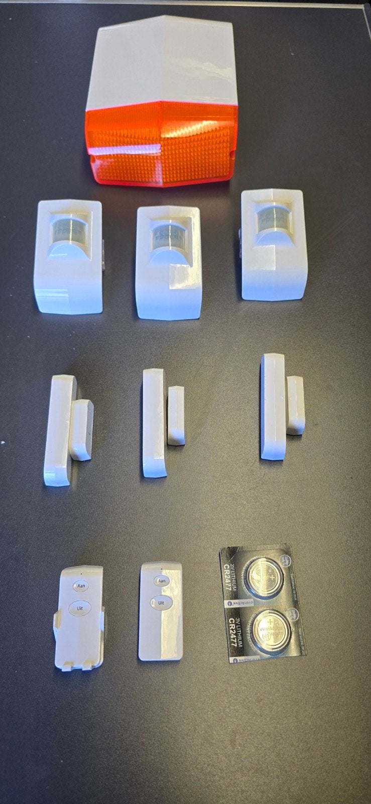 Draadloos alarmsysteem met sensoren en sirene, Ophalen of Verzenden, Compleet systeem, Draadloos, Beweging
