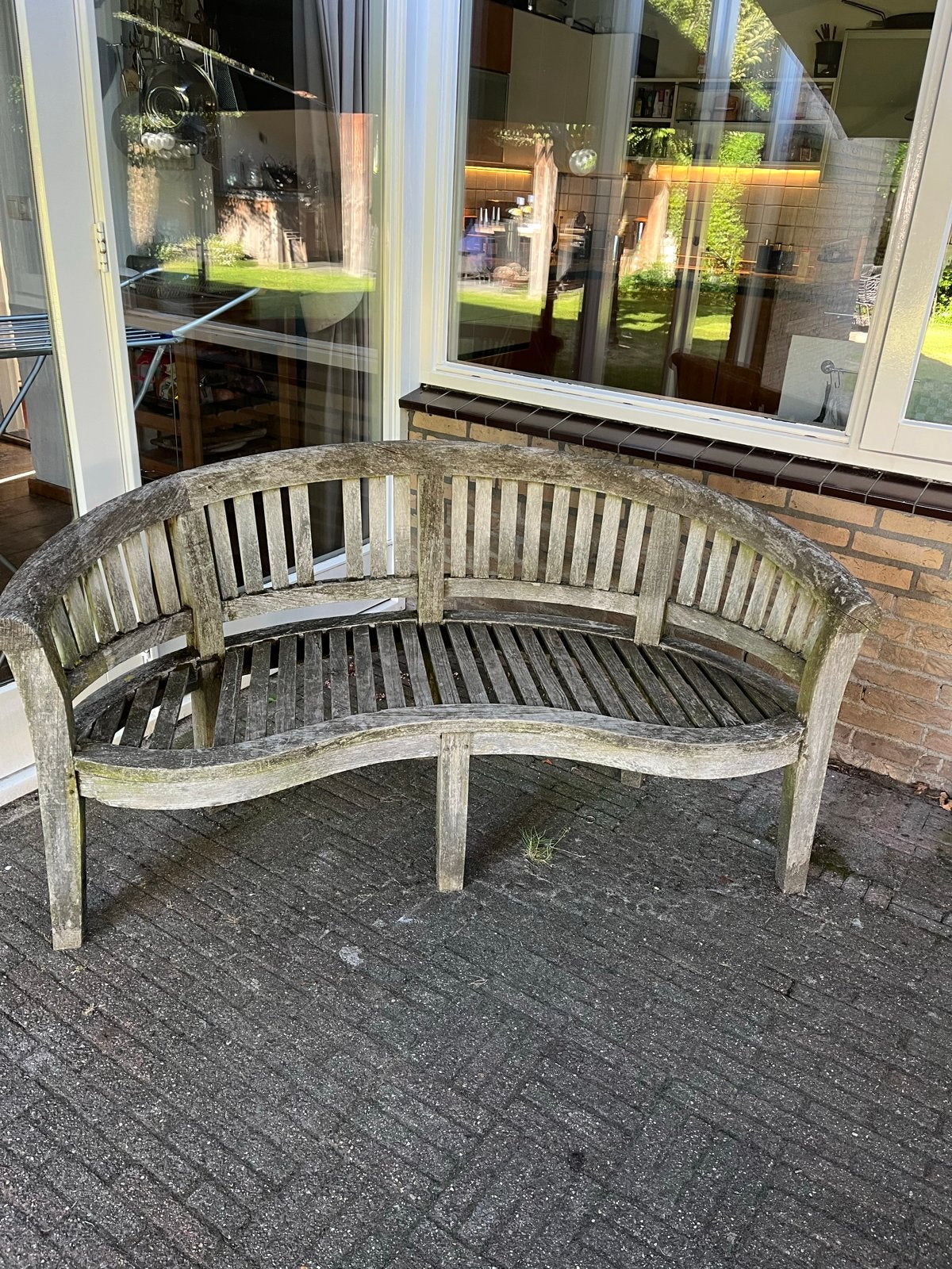 Gratis op te halen teak houten bankje - Gebruikt, Ophalen, Gebruikt, Teakhout