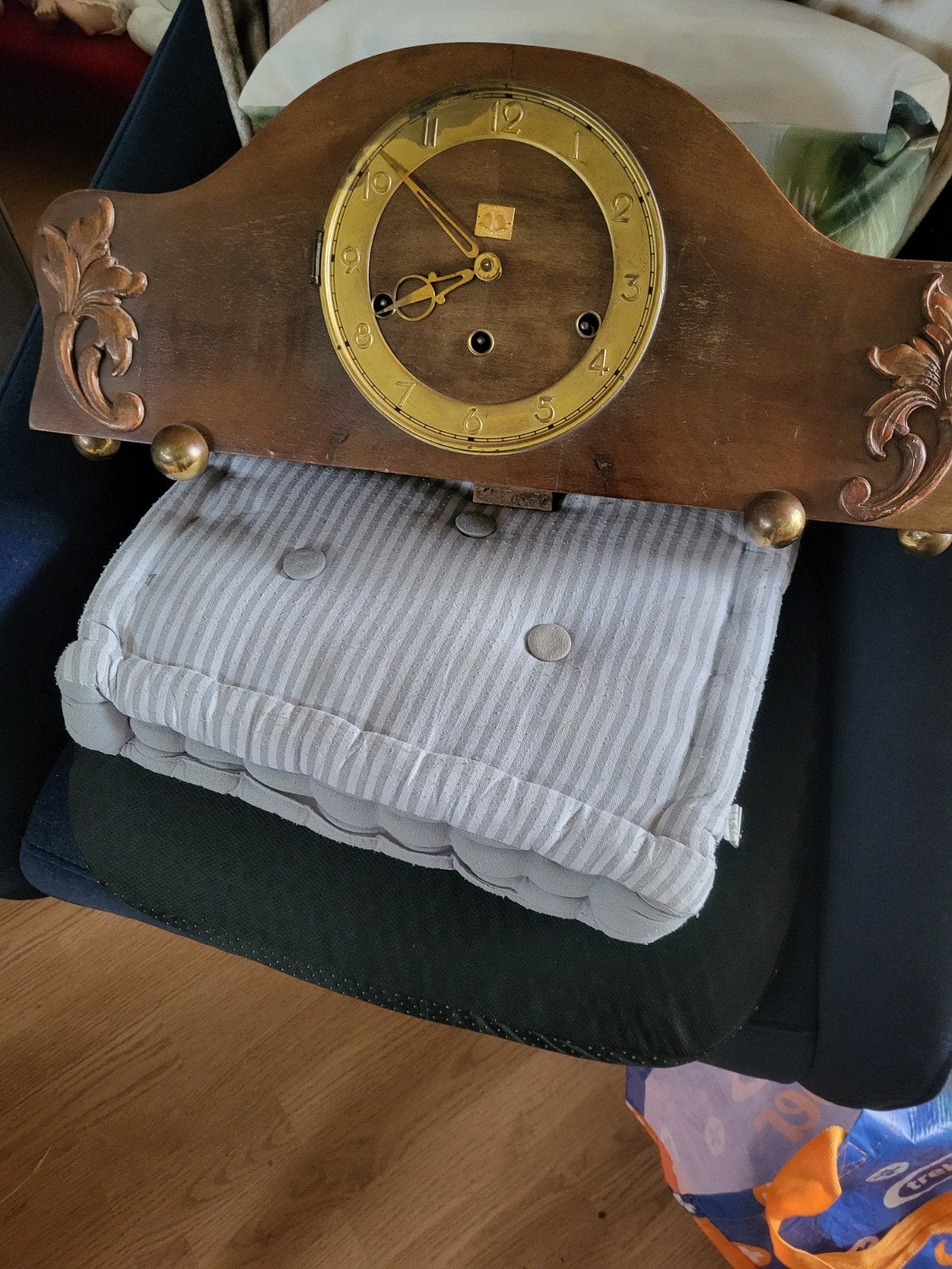 Antieke houten schoorsteenklok, Antiek en Kunst, Ophalen
