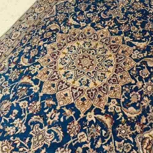 Vintage handgeknoopt Perzisch tapijt blauw 200/118 cm, Gebruikt, 100 tot 150 cm, Blauw, Etten-Leur