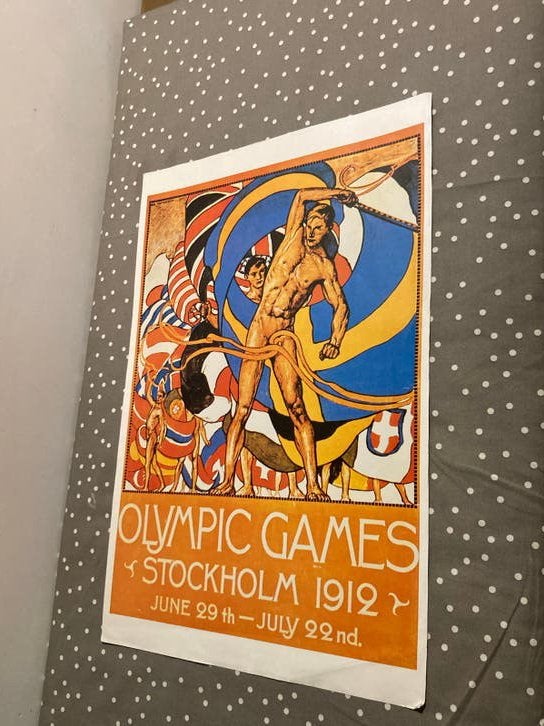 Zeldzame Vintage Olympische Spelen Poster Stockholm 1912, Ophalen of Verzenden