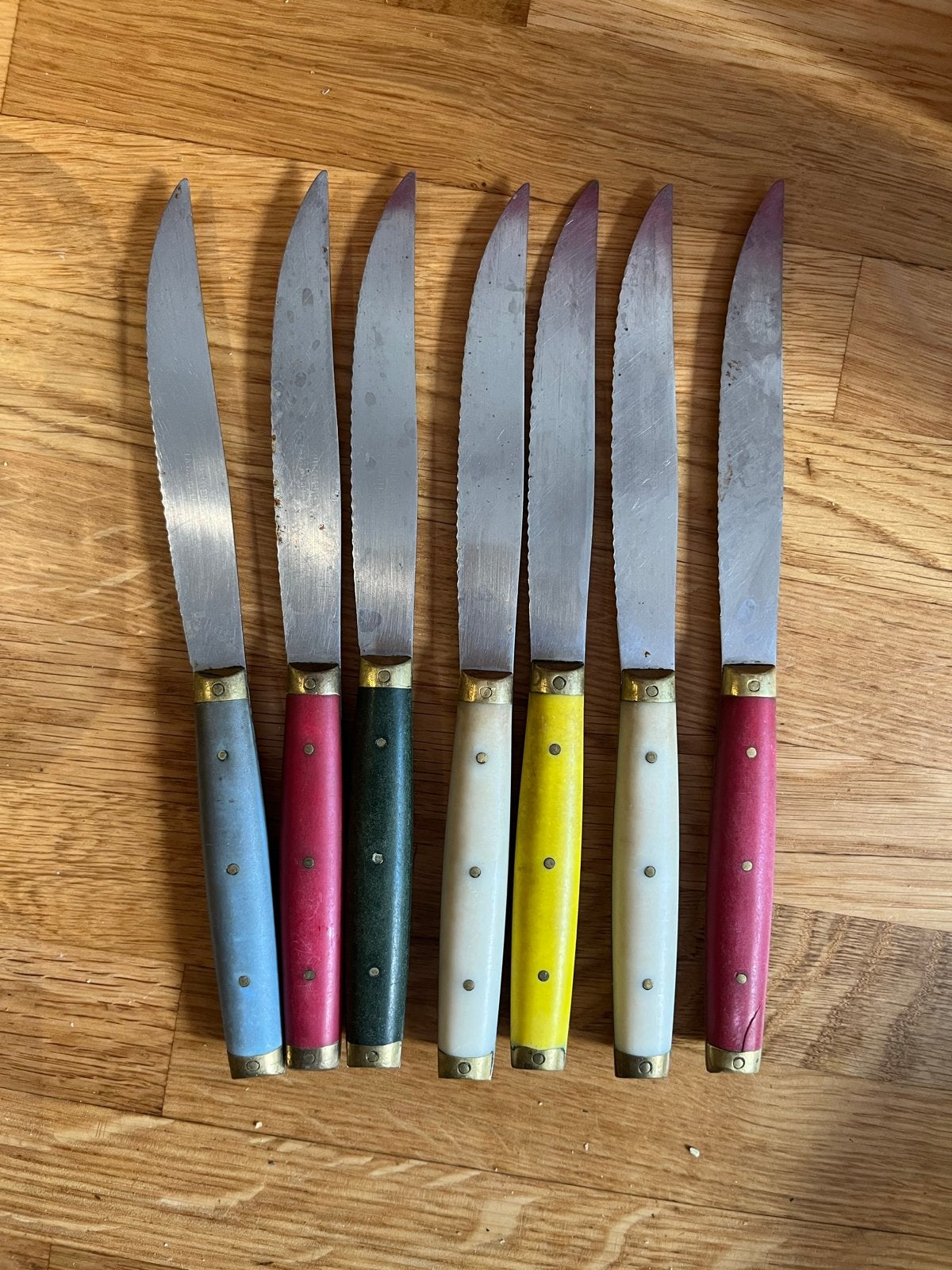 Set van 7 vintage franse bistromessen van Melron, Ophalen of Verzenden