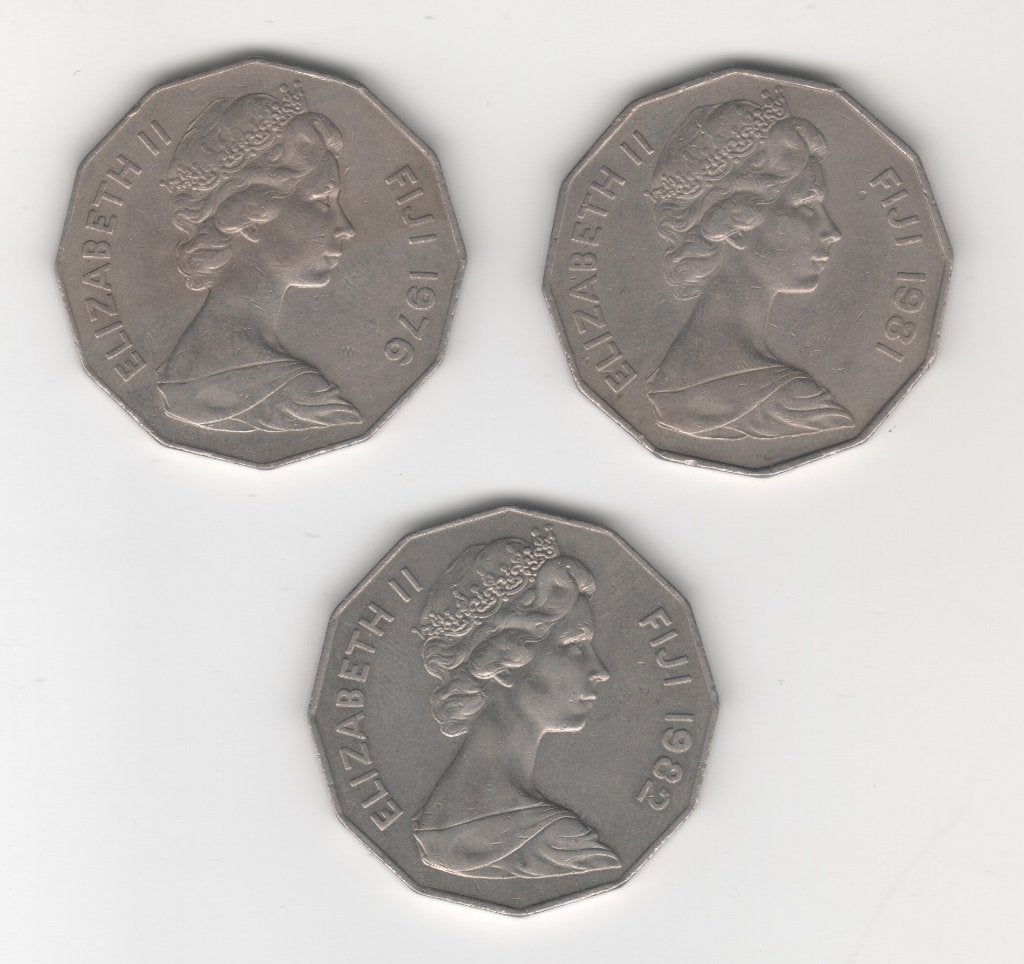 50 cent Fiji 1976, 1981, 1982 (M 292), Ophalen of Verzenden