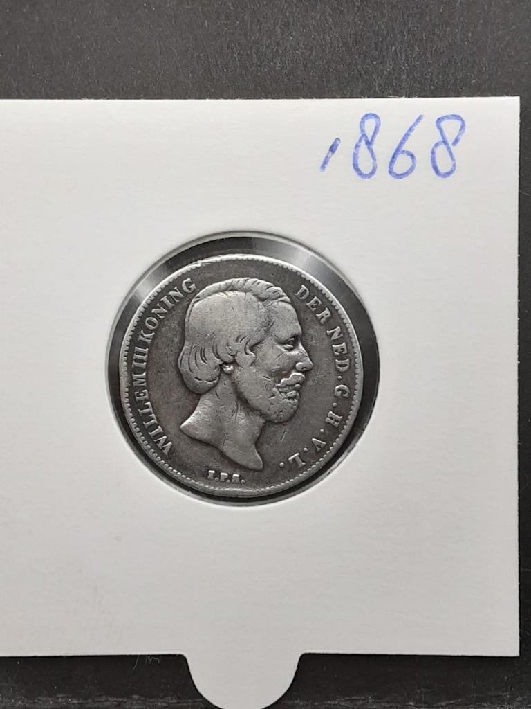Halve gulden 1868 koning Willem III, ½ gulden, Koning Willem III, Zilver, Ophalen of Verzenden