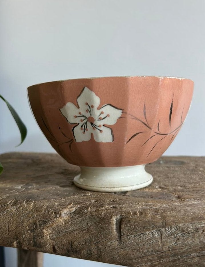 Prachtige franse spoelkom oud roze bloemmotief, Verzenden