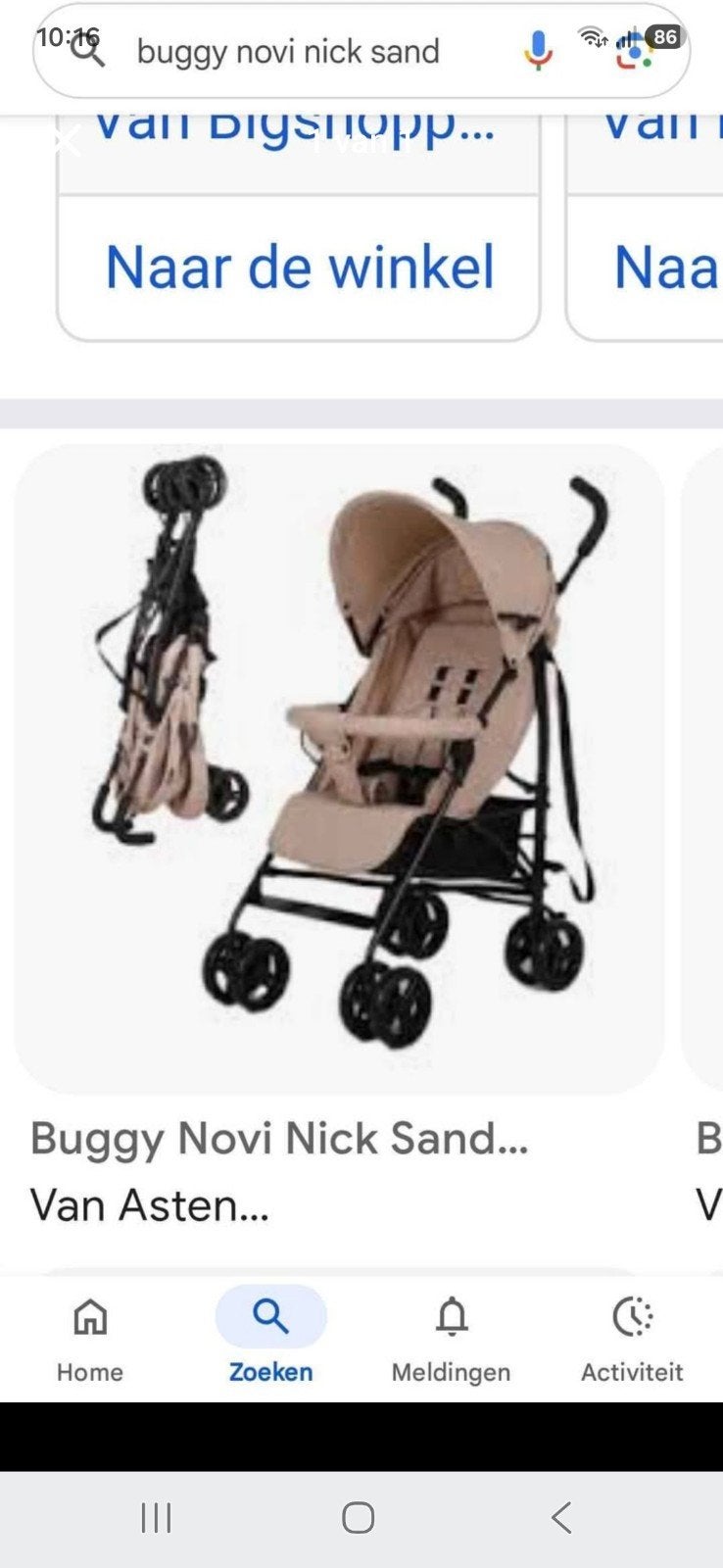 Buggy beige Novi Nick, Ophalen, Gebruikt, Zonnekap