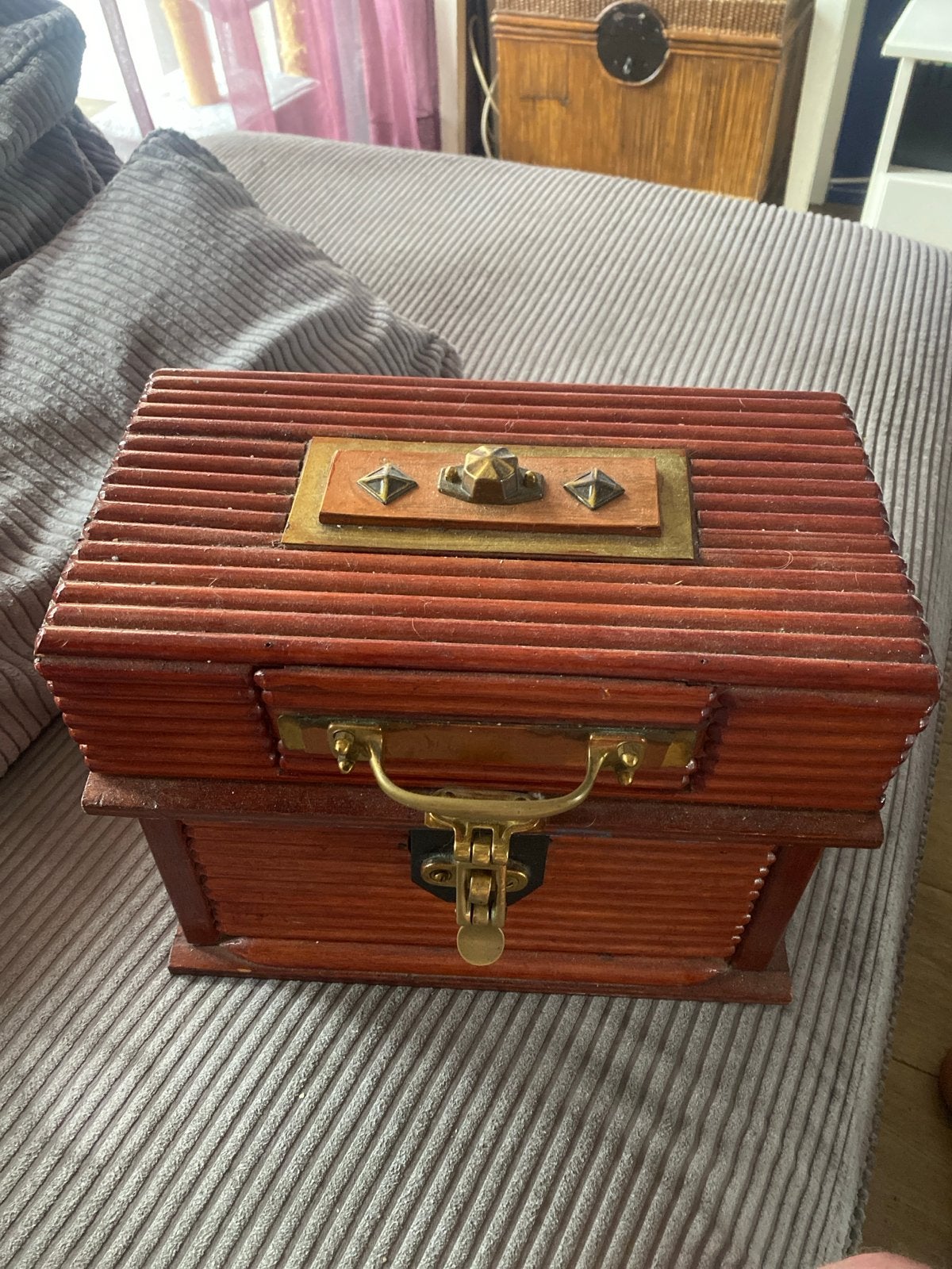Vintage Japanse houten juwelenkistje met lade, Antiek en Kunst, Ophalen of Verzenden