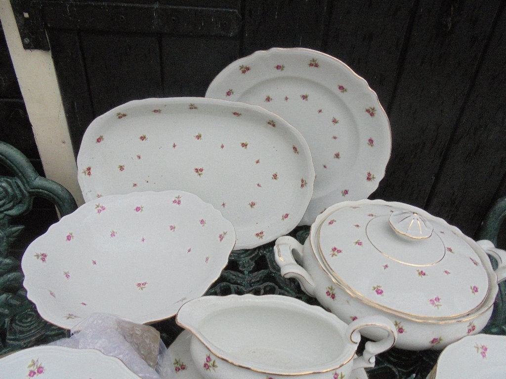 Dinerservies Mitterteich Bavaria vol kleine roze roosjes, Antiek en Kunst, Ophalen of Verzenden