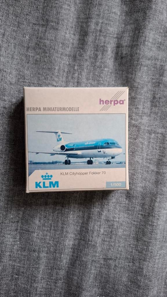 Herpa 1:500 KLM Fokker 70, Ophalen of Verzenden, Zo goed als nieuw