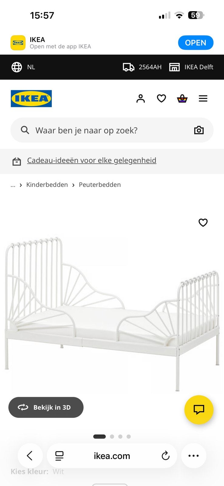 Mee goei bed met matras, Ophalen, 85 tot 100 cm, Zo goed als nieuw, Matras