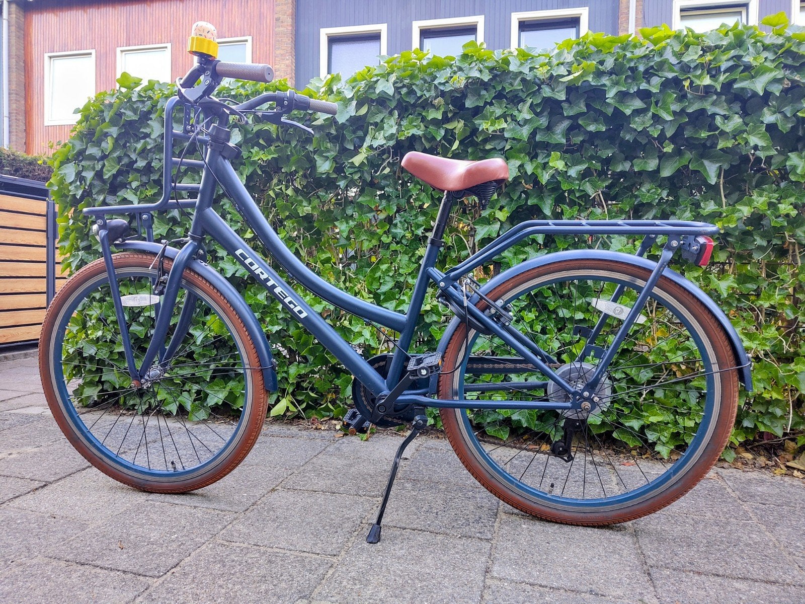 Cortego Transporter meisjesfiets 26 inch (jeans denim), Fietsen en Brommers, Fietsen | Meisjes, Gebruikt, Velgrem, Versnellingen