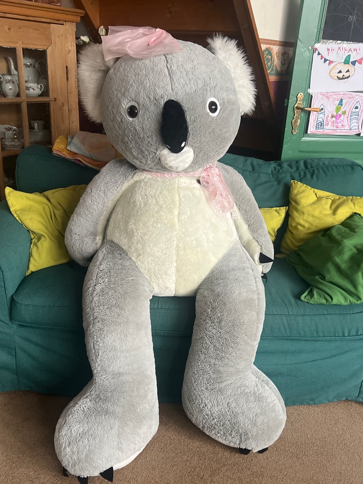 Levensgrote Koala Knuffel - Decoratief en Zacht, Overige typen, Grijs, Ophalen of Verzenden, Zo goed als nieuw