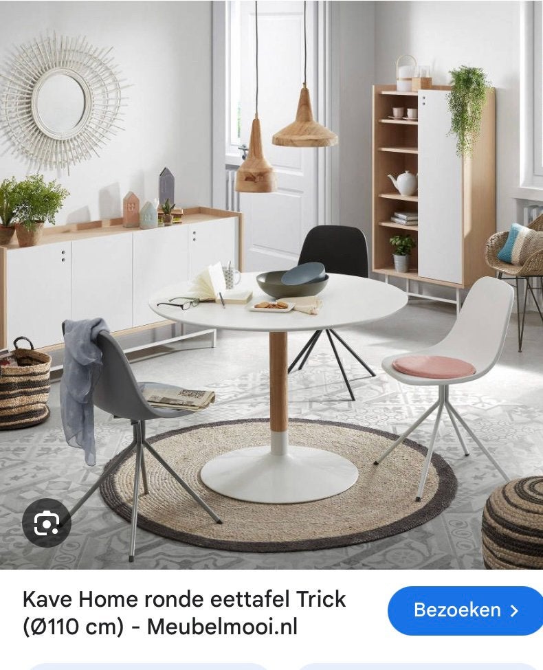 Eettafel kave home rond 110 cm, Huis en Inrichting, Gebruikt, Rond, Scandinavisch, Vier personen