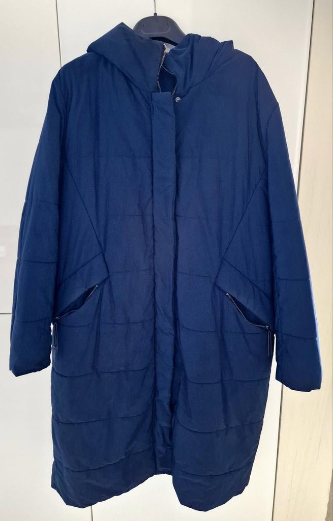Elema lange winterjas donkerblauw met capuchon – maat M, Ophalen of Verzenden, Gedragen, Blauw