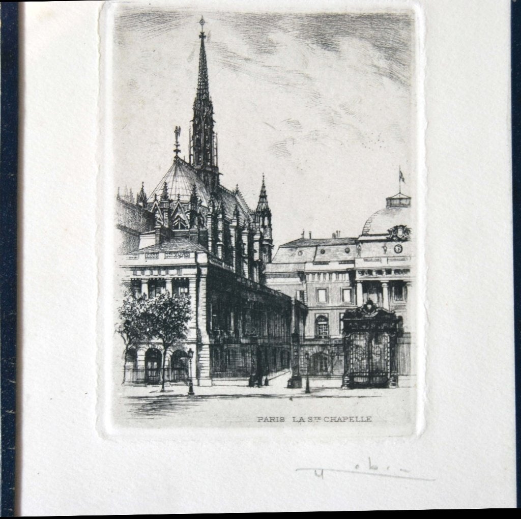 4 etsen van Leopold Robin (1877 - 1939) gesigneerd., Antiek en Kunst, Ophalen of Verzenden, Architectuur, Ets, 1900 - 1949