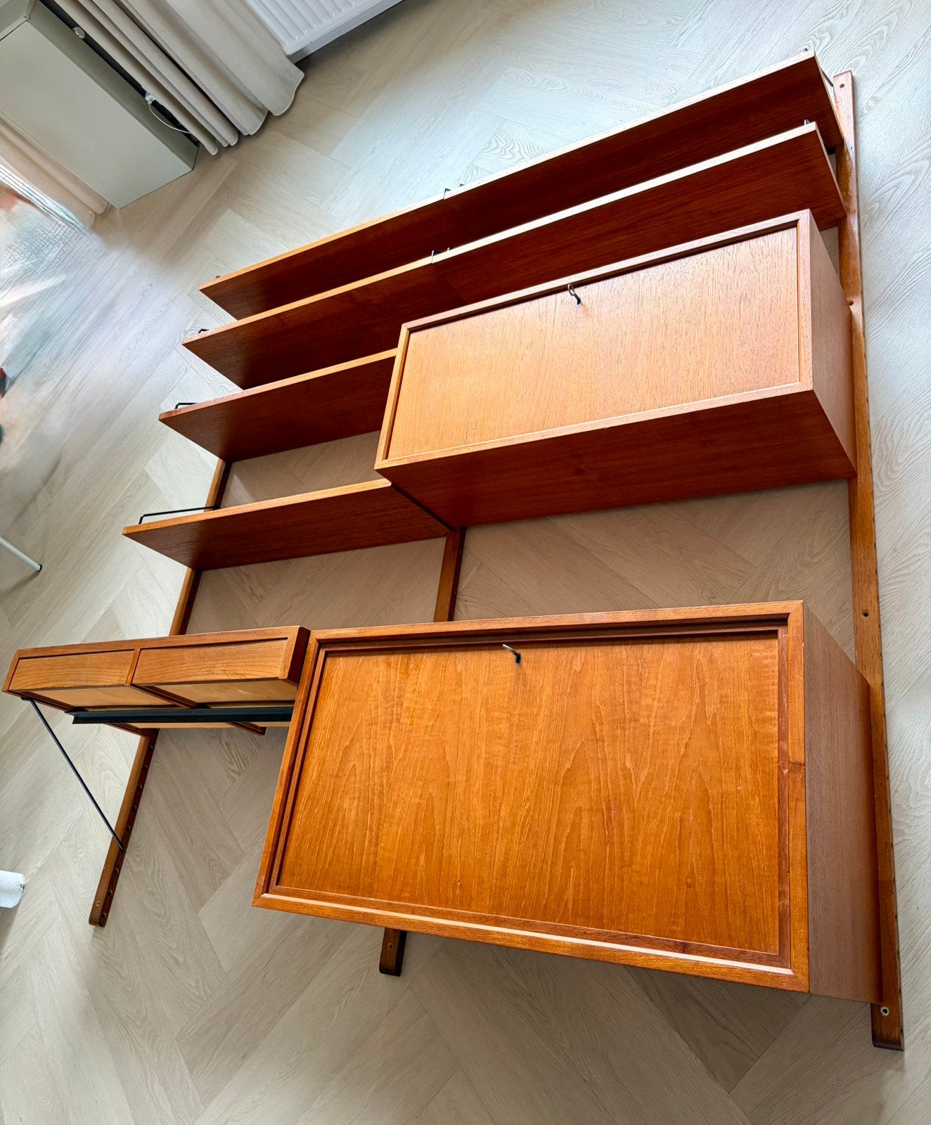 🤎 Vintage wandmeubel Poul Cadovius kast teak jaren 60 Deens, Ophalen, Zo goed als nieuw