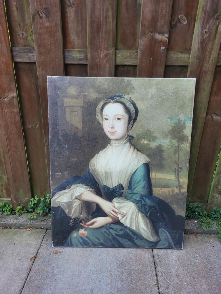 Schilderij van vrouw met bloem, Ophalen