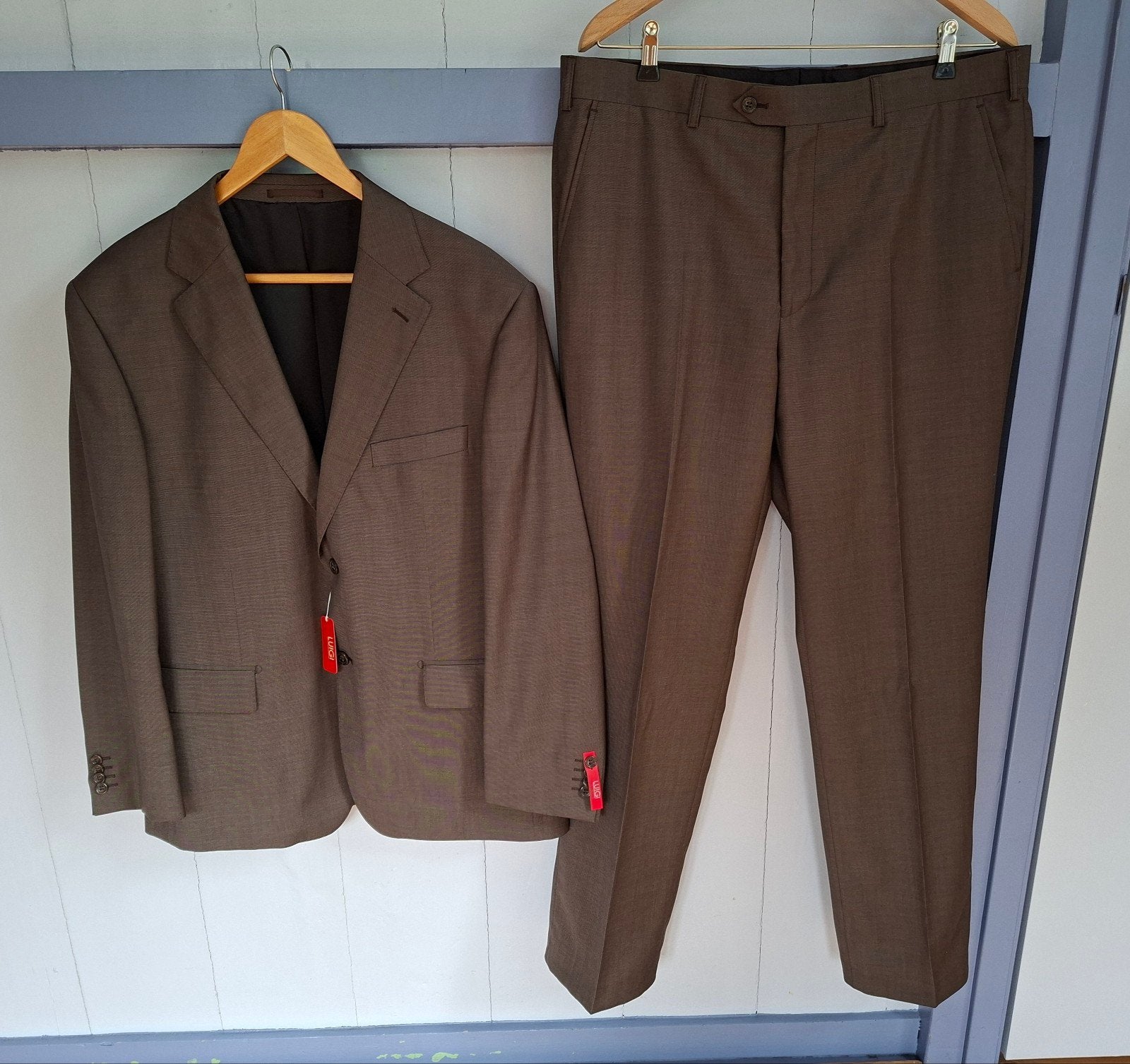 Bruin "Luigi Collezione" heren kostuum. Mt.26/XL., Kleding | Heren, Bruin, Ophalen of Verzenden, Luigi Collezione, Maat 56/58 (XL)