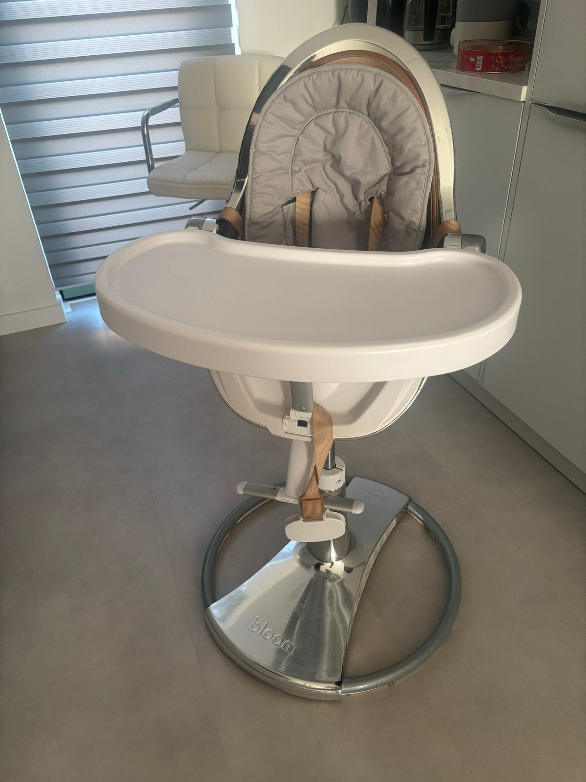 Bloom Fresco Chrome kinderstoel met accessoires, Ophalen, Zo goed als nieuw, Meegroeistoel, Afneembaar eetblad