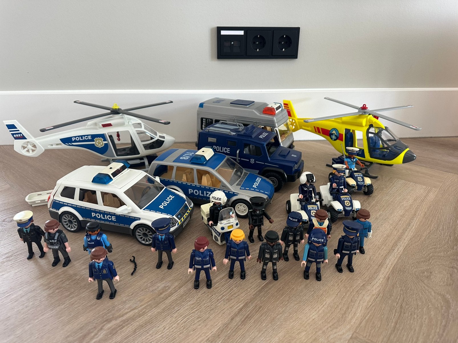 Playmobil politie auto helikopter motor, Ophalen of Verzenden, Zo goed als nieuw