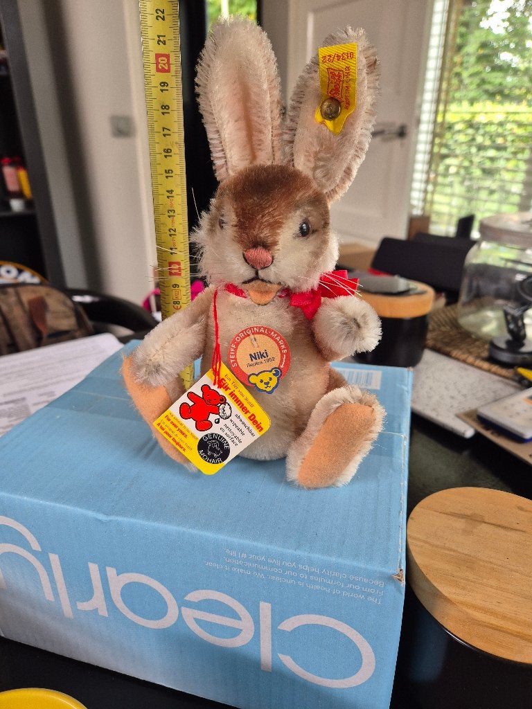 Prachtige Steiff haas 'Niki' – 22 cm alle ID, Ophalen of Verzenden