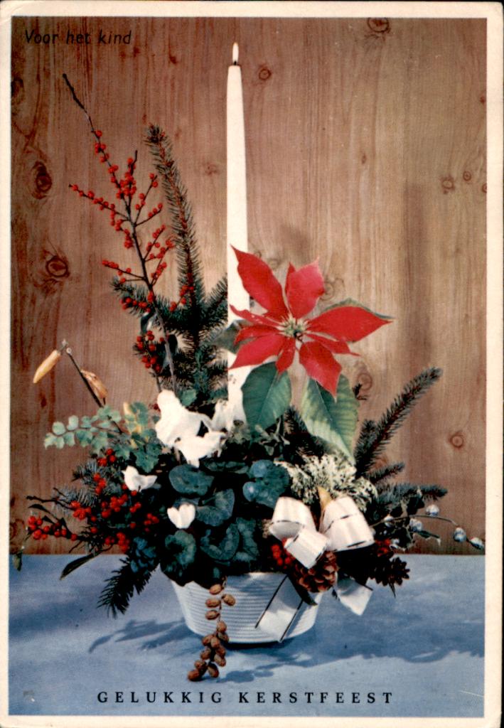 Voor het kind, kerststukje met kerstster, Joop Bekker, Verzamelen, Ansichtkaarten | Themakaarten, Verzenden, 1960 tot 1980, Gelopen