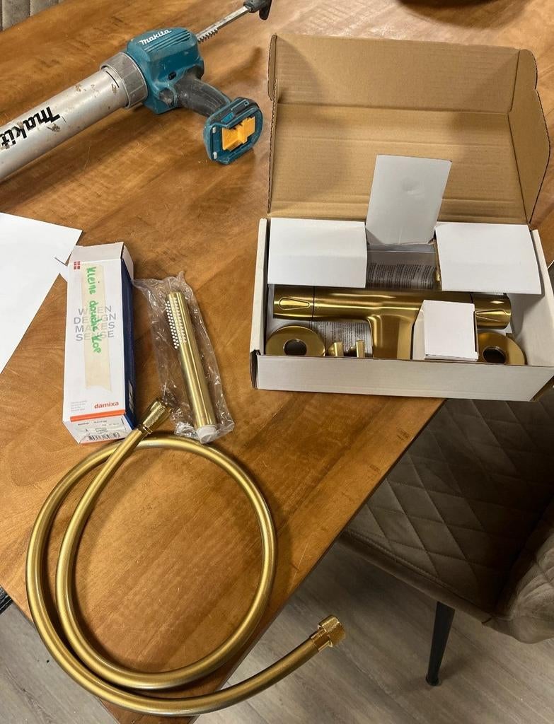 Damixa Silhouet Badmengkraan geborsteld goud PVD, Doe-het-zelf en Verbouw, Sanitair, Ophalen of Verzenden, Nieuw, Bad