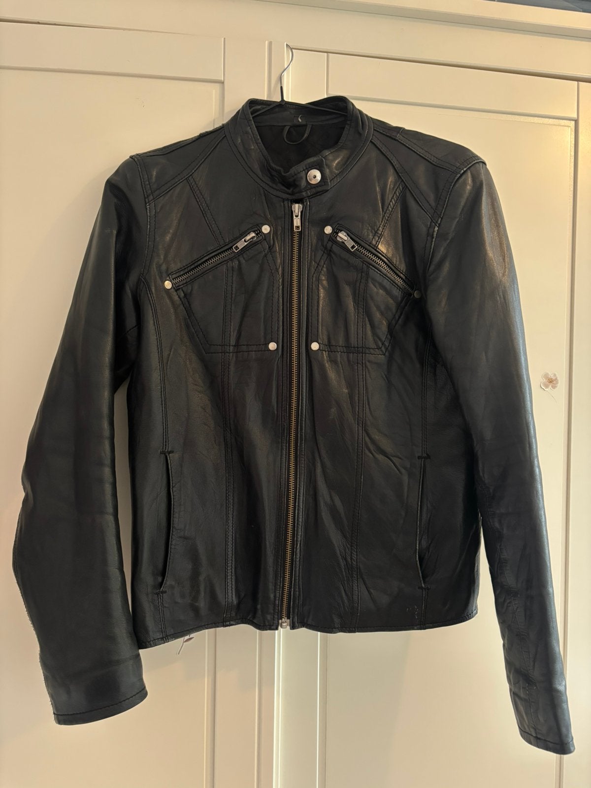 Small Black Leather Jacket, Ophalen of Verzenden, Zo goed als nieuw, Maat 36 (S), Zwart